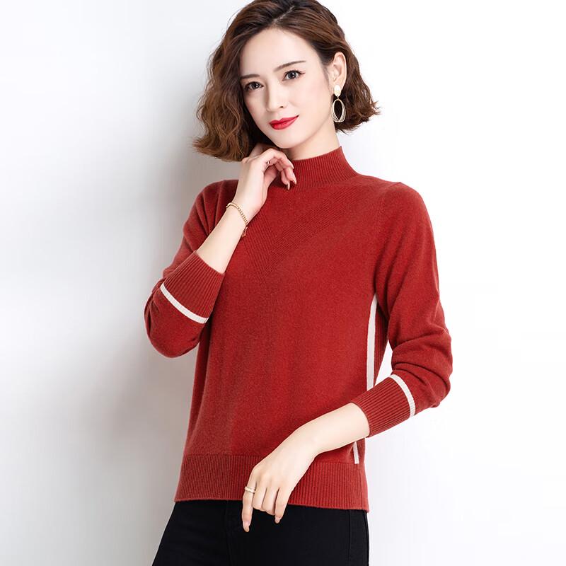 

Women s 100% Wool Semi-High Collar Pullover Sweater XL