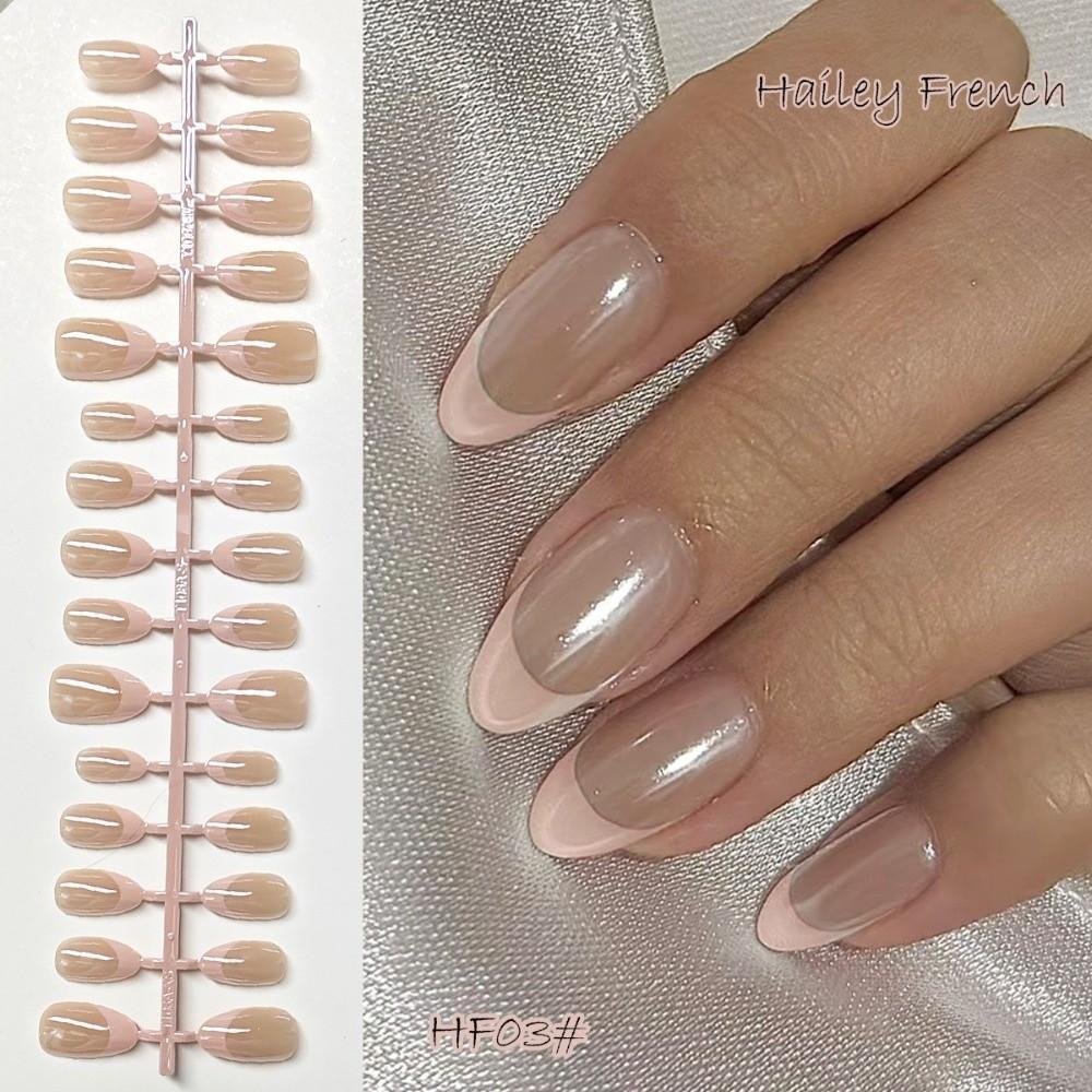 30Pcs Medium Length Press On Nails White Edge Nail Tips New Fake Nails  Detachable Nails