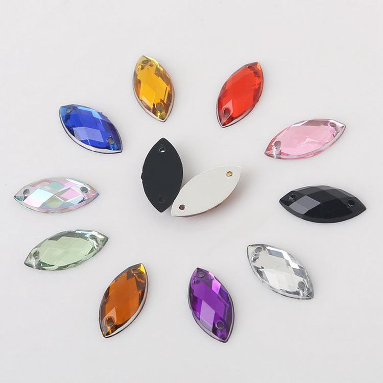 Round Multi-Faceted Acrylic Rhinestones: Double-Hole, Flat-Back Jewelry Accessories