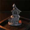 Halloween Haunted House Ornament, Resin Haunted House Miniature, Dark Haunted House Shape with Skull Elements Desktop Decoration for Halloween Micro