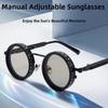 Round Anti-UV Sunglasses 9 Level Dimming Anti-UV Glasses Adjustable Dimming Sunglasses  Men Women
