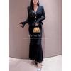 Elegant French-Style V-Neck Slim Fit Fishtail Knit Dress