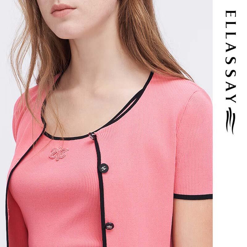 ELLASSAY Women's Short-Sleeve U-Neck Knit Top