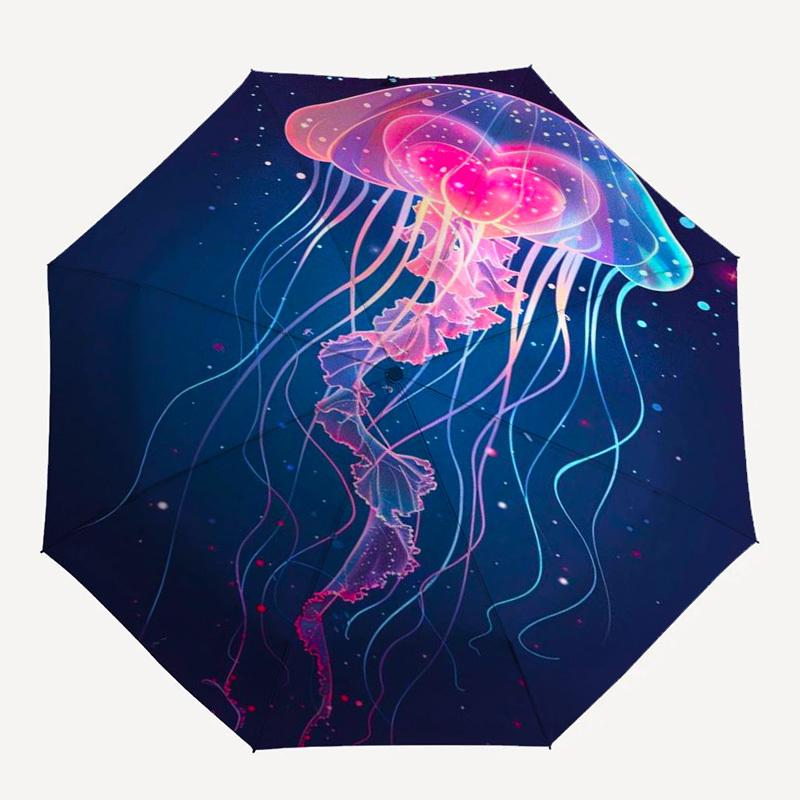 1pc Jellyfish Jelly - Automatic Opening/Closing Outdoor Umbrella with 3-Fold Design and Iron Frame for Fans, Travelers, Daily Use, and Gifts.L034