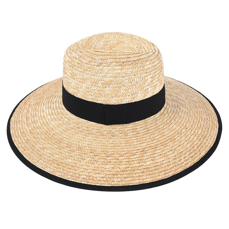 

USPOP New summer hats women wide brim sun hats natural wheat straw hats rimmed jazz crown straw sun hats 56-58 CM чорний