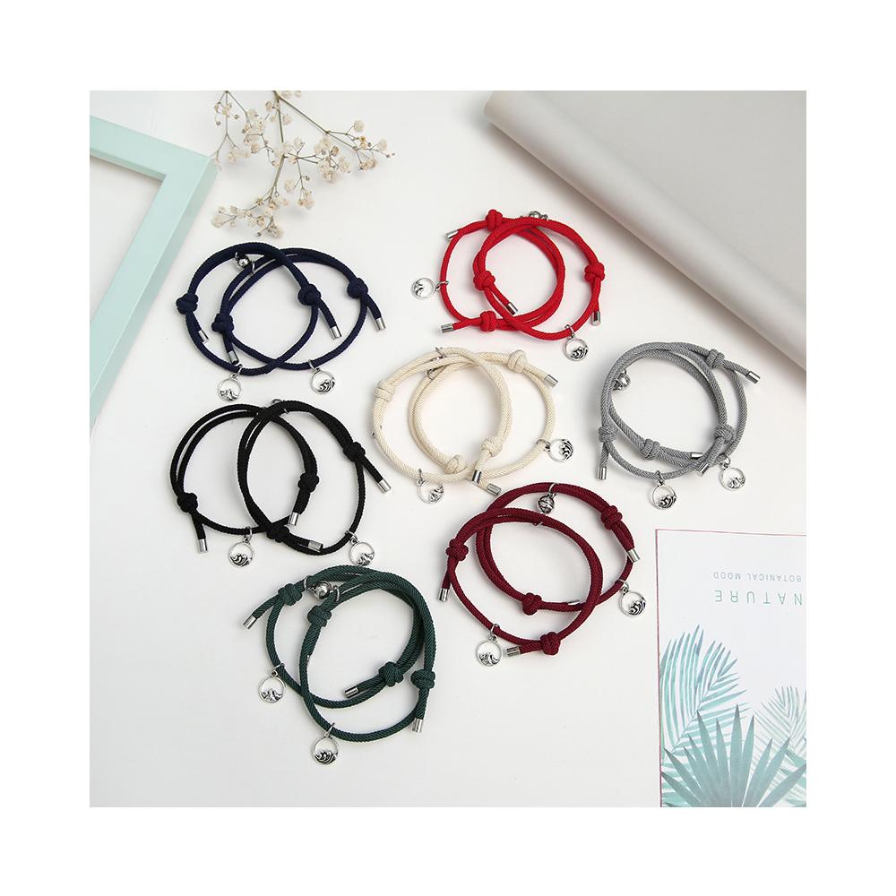 2pcs Mountain Alliance Each Other Couple Red Rope Bracelets a Pair of Magnet Stone Girlfriends Gift Braided Rope Jewelry