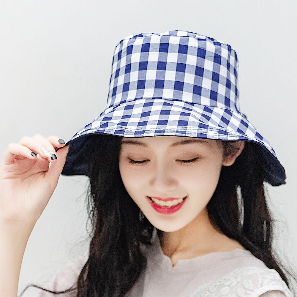 Hat women's summer square big edge double-sided can wear Japanese bow sun hat sunscreen cotton bucket hat
