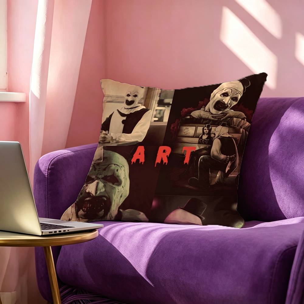 Art the Clown horror TTerrifier Pillow Case Square DoubleSided Sofa Cushion Cover Bedroom Bedside Pillow