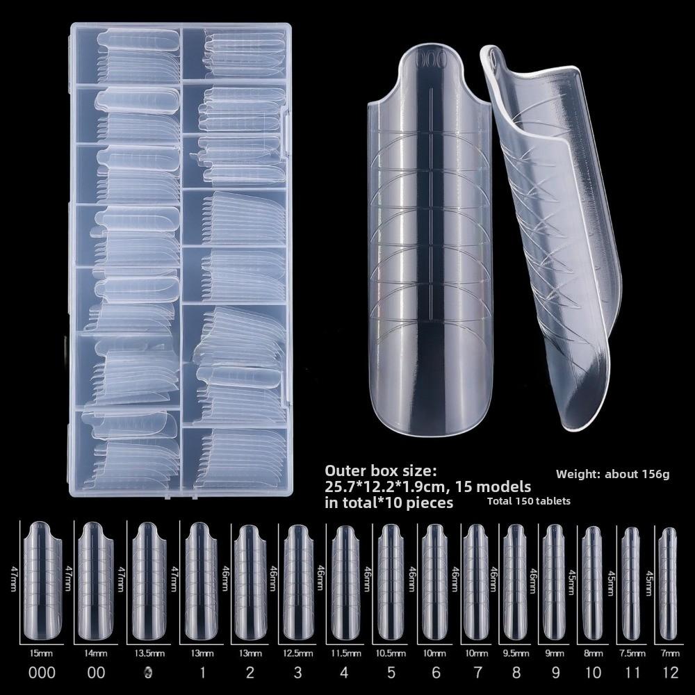 150 buc Forme pentru Unghii Sandwich Formă Sicriu Migdală Sfaturi Naturale Clare pentru Artă pe Unghii Fără Urme cu Linie Auxiliară