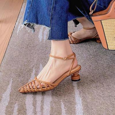 Sandală Retro Sexy la Modă Vară 2024 Pantofi Noi de Dama Design de Modă Roma Sandale Decupate cu Vârf Asortat Pantofi pentru Femei Zapatos De Mujer