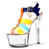 2025 summer new women's shoes versatile stiletto high heels T-type straps patent leather waterproof table crystal sandals