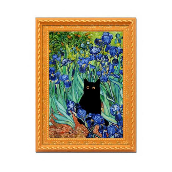 Vintage Cat Fridge Magnet 3D Wooden Frame Cat Refrigerator Magnet Home Kitchen Office Locker Decoration Cat Lover Gift