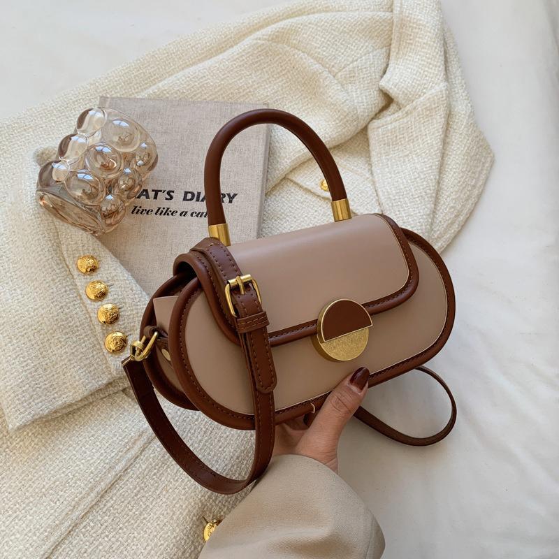 

Женская сумка контрастного цвета, новинка 2024 года, модная сумка-седло в стиле ретро, ​​универсальная сумка через плечо через плечо хаки