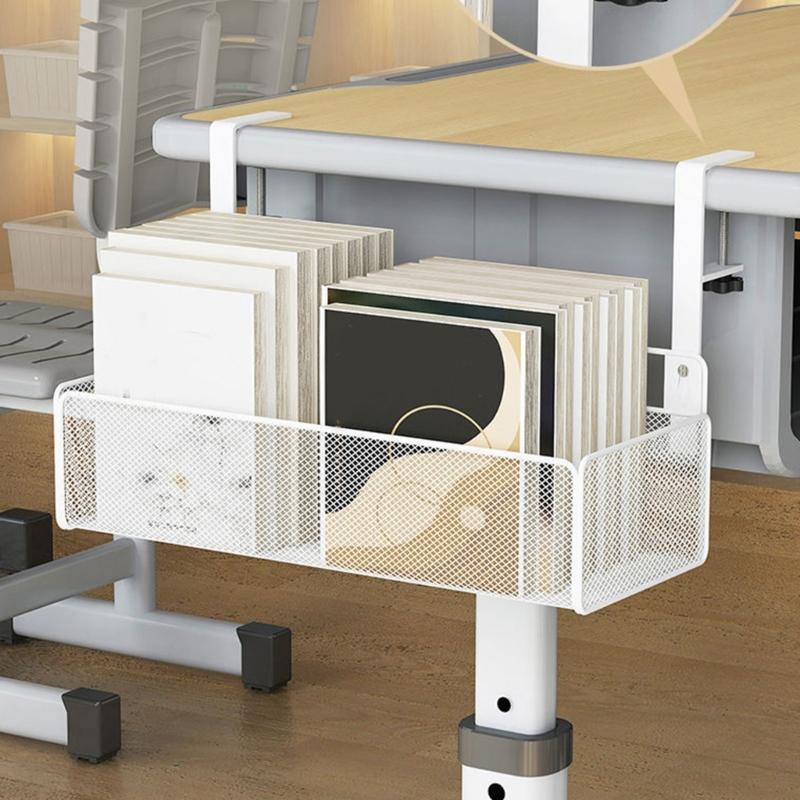 Space Saving Under Desk Basket Easy Install Under Desk Hanging Organization Basket Sturdy Carbon Steel Holder