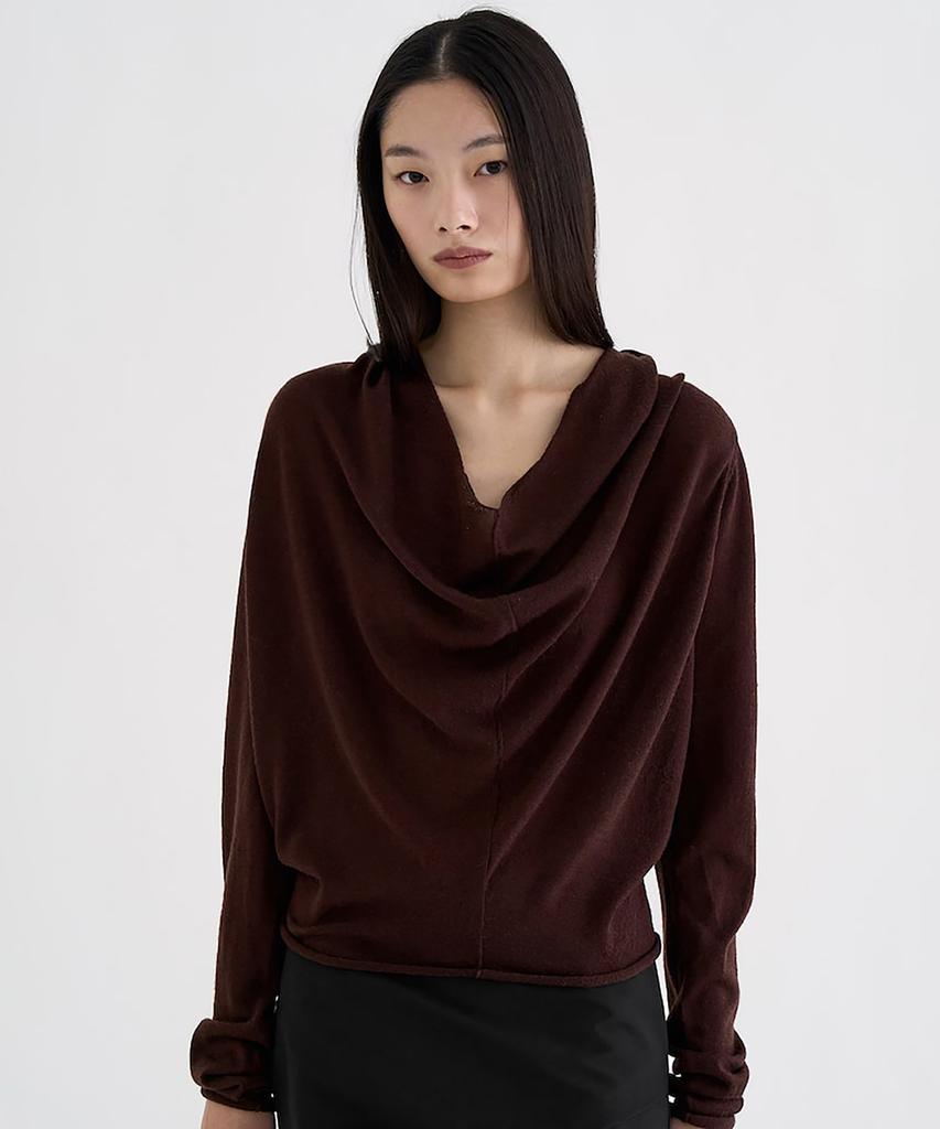 ANGGAE Cowl Neck Pullover Brown