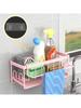 1pc Sponge Holder for Kitchen Sink, with Dishcloth Hanger & Adhesive Sticker, Kitchen Storage Caddy for Scrubber, Dish Soap