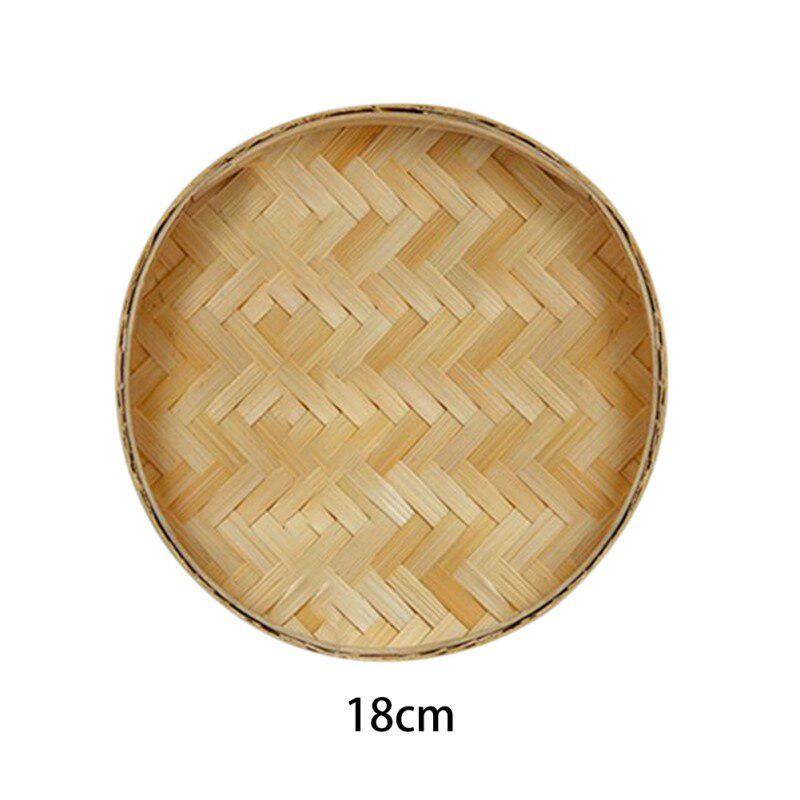 

Hand-woven Bamboo Sieve Hand-painted Bamboo Raft Round Dustpan DIY Decorative Fruit Bread Basket Kitchen Storage