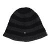 HIGHSCHOOLDISCO Gestreifter Logo Strick Bucket Hat_GrauSchwarz