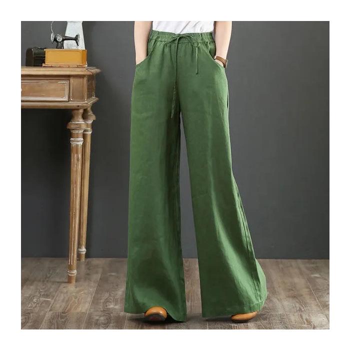Women's High-Waist Wide-Leg Pants, Plus Size, Floor-Length for Spring/Summer .