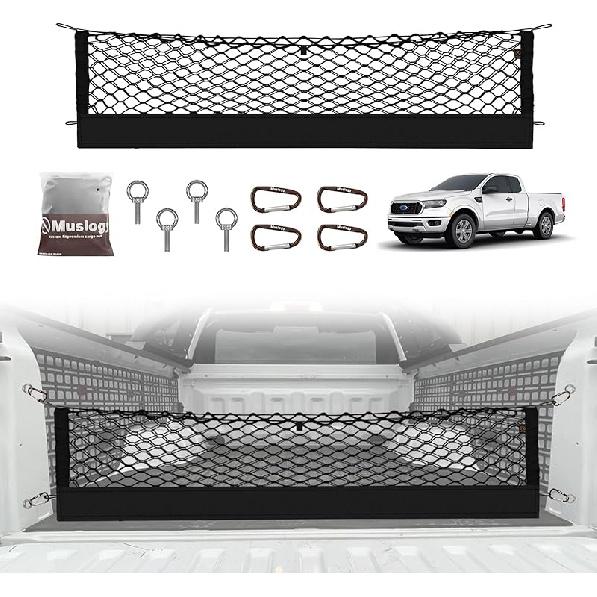 Muslogy Truck Bed Cargo Net Compatible With Honda Ridgeline 2017-2024 2025 Accessories Storage Organizer Pickup Truck Bed Envelope Style Cargo Net