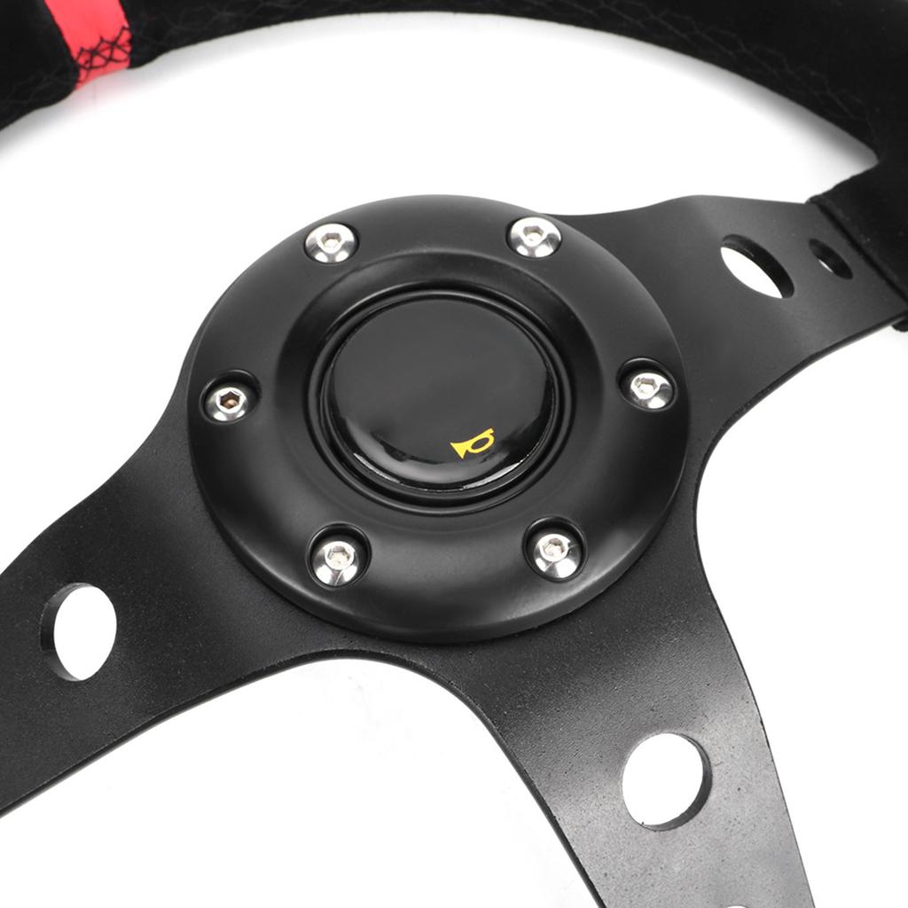 35cmCelsius14inch 6- Auto Car Racing Steering Wheel with Horn Red