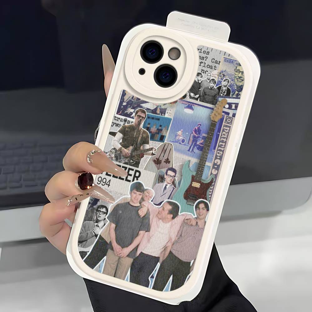 Rock W-Weezer Kapela Pouzdro na telefon Pro IPhone 16 15 14 13 12 11 Pro Max Plus Měkký kožený kryt