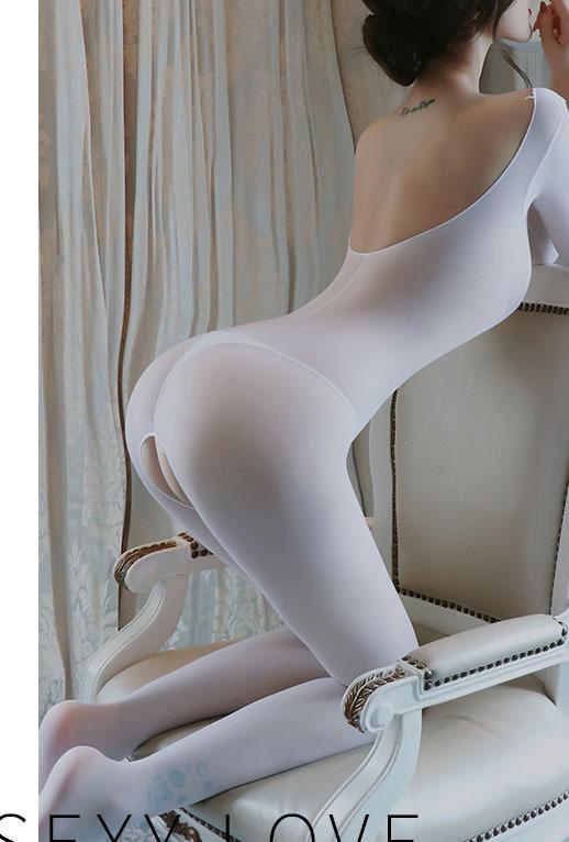 Female Sense See-through One-piece Pantyhose Long Sleeve Open Free Sexy Pajamas
