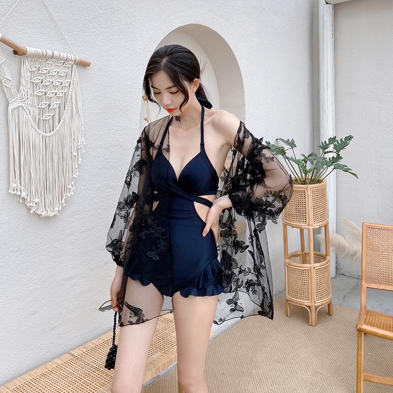 Korean Style 2025 Sexy Women's Swimsuit: One-Piece & Two-Piece Options for Small Chest Gathering