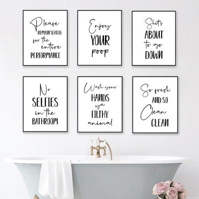 Bathroom Wall Art Decor Funny Bathroom Signs Posters and Prints Modern Minimalist Art Painting Wall Picture Toilet Decoration
