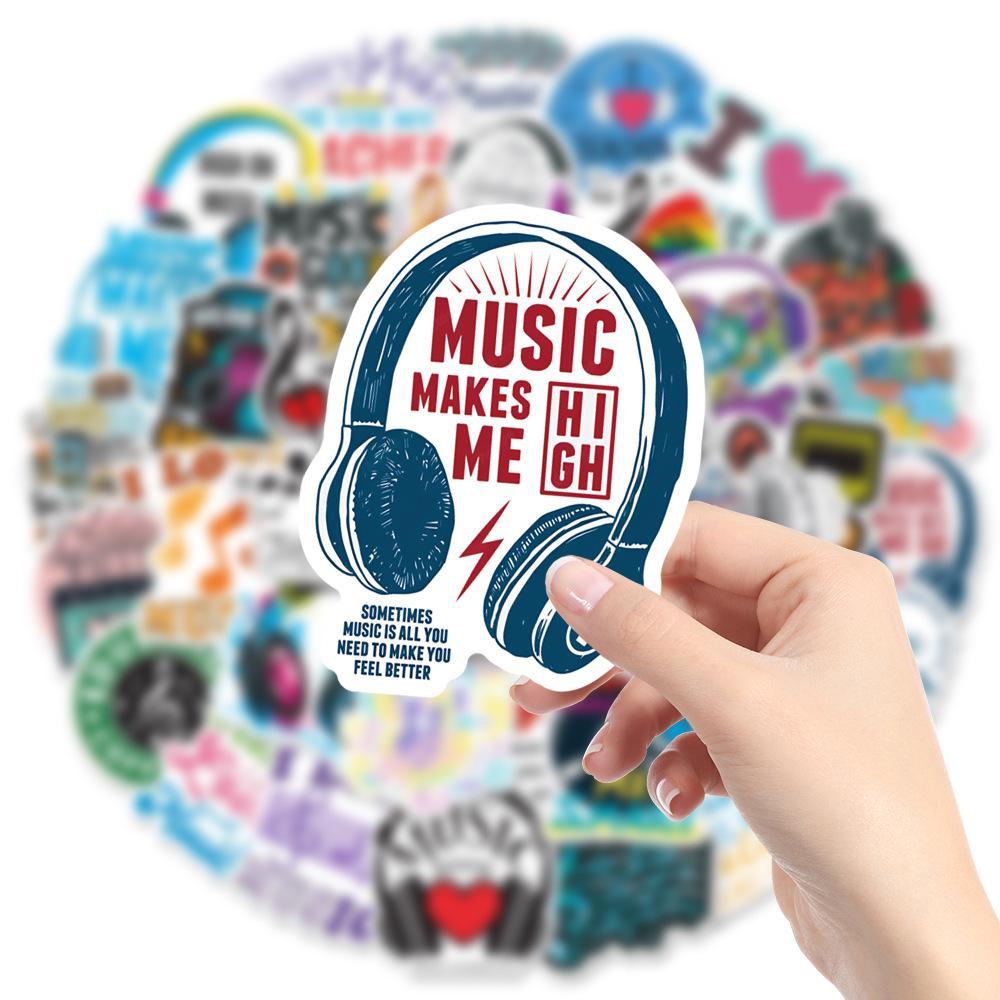 Musiknoten-Aufkleber, 50 Stück, inspirierende Worte, Musik-Schallplatten-Aufkleber für Laptop und Wasserflasche für Musikliebhaber