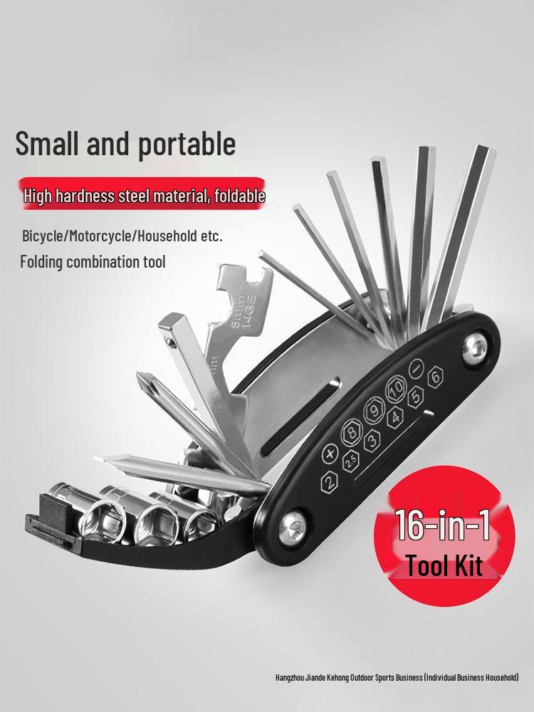 16-in-1 Foldable Bicycle Repair Tool Set for Mountain Bikes
