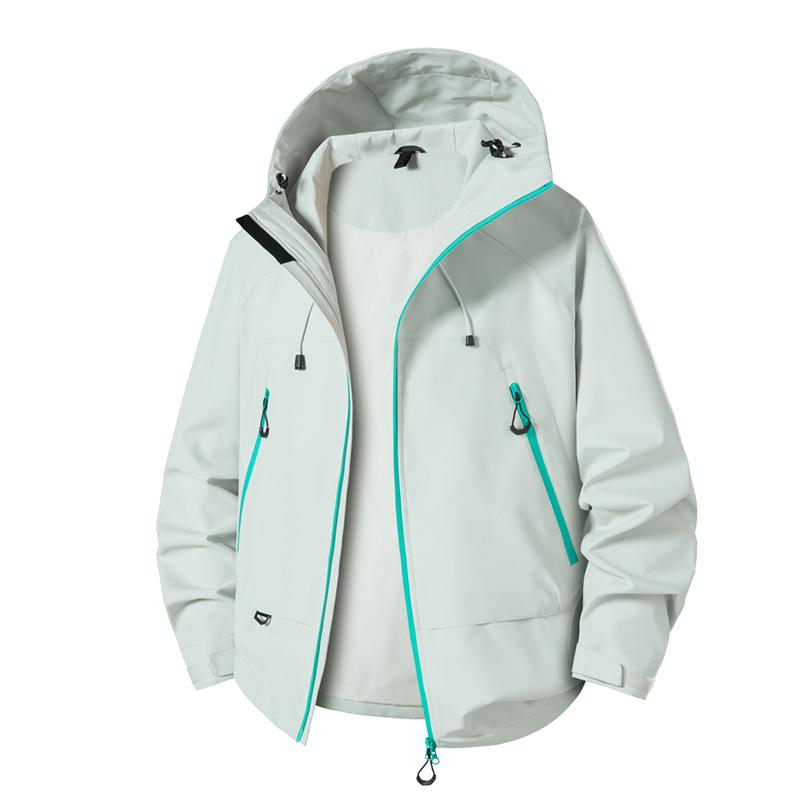 New Spring and Autumn Hooded Jacket for Men Outdoor Loose Couple Windproof Waterproof Work Jacket