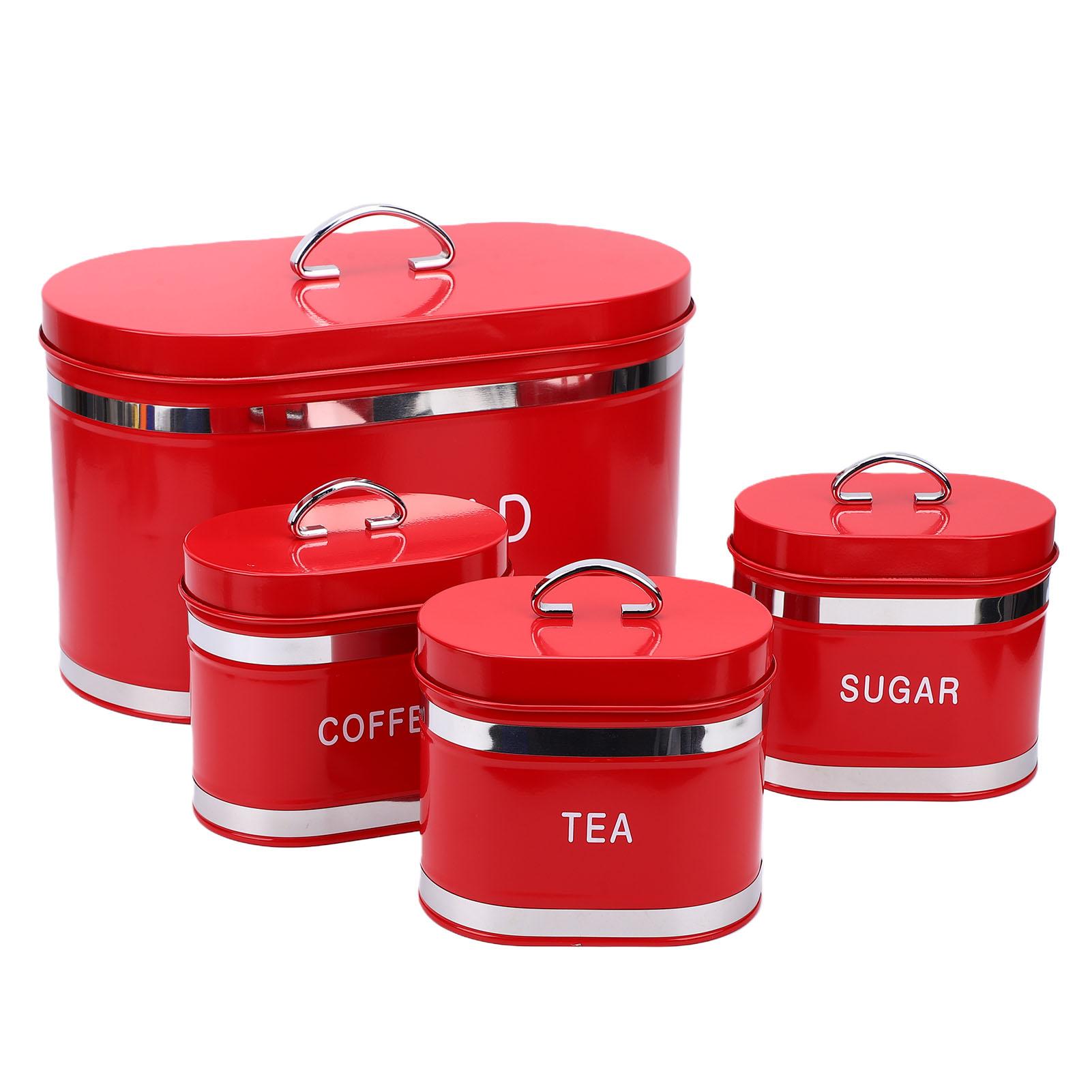 

Bread Box Canisters Set Airtight Metal Iron Bread Bin with Coffee Tea Sugar Canisters for Kitchen Storage