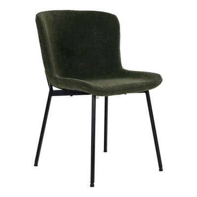Chair - HOUSE NORDIC - Maceda - Dark Green - Bouclé Polyester - Black Metal Legs