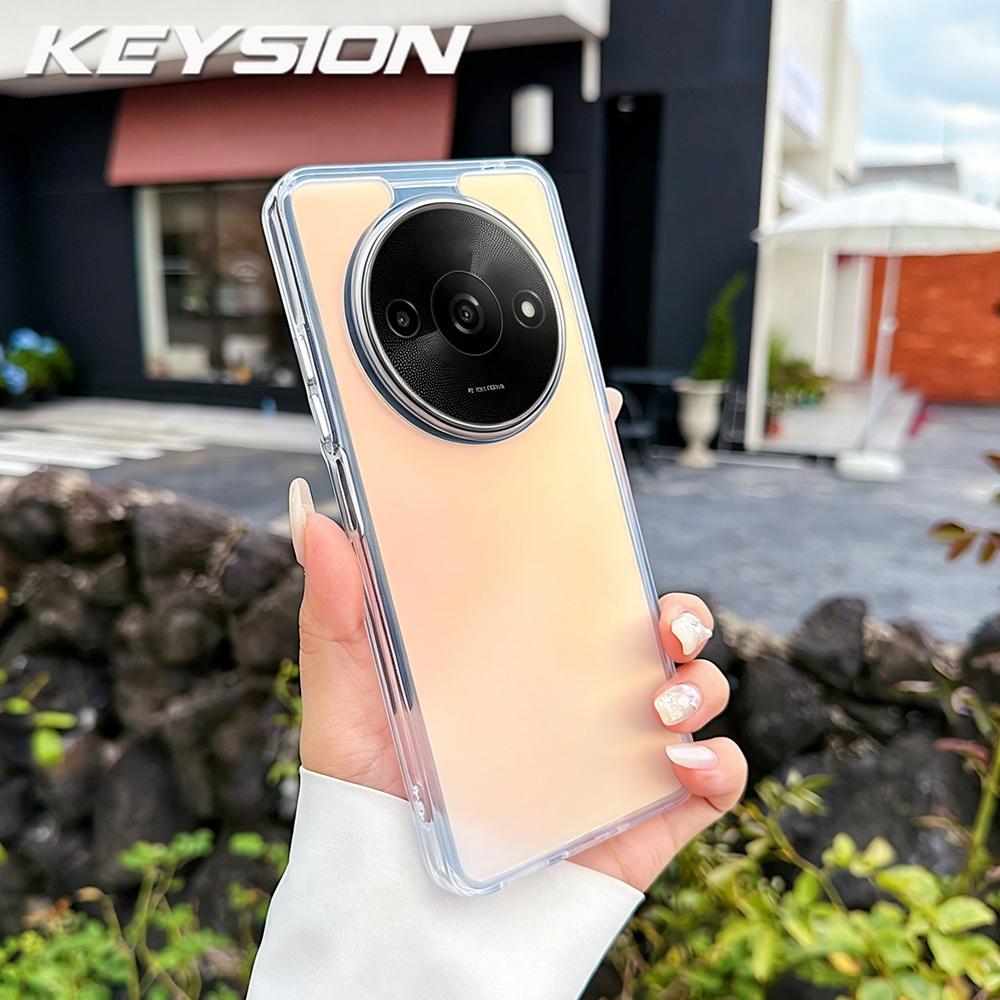 KEYSION Fashion Laser Gradient Colorful Phone Case for Xiaomi Redmi A3 A3X Soft TPU+PC Shockproof Back Cover for Xiaomi POCO C61