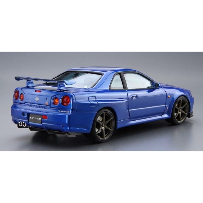 Aoshima 1/24 The Model Car Series No.8 Nissan BNR34 Skyline GT-R V-specII 2002 Plastic Model Kit