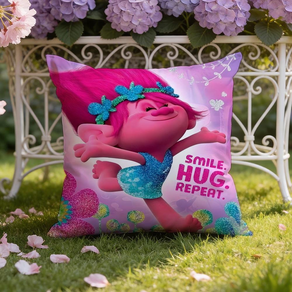 Anime T-TrollsS Cartoon Cushion Cover Home & Car Dual-Scene Pillow Cover: Reversible for Premium Comfort