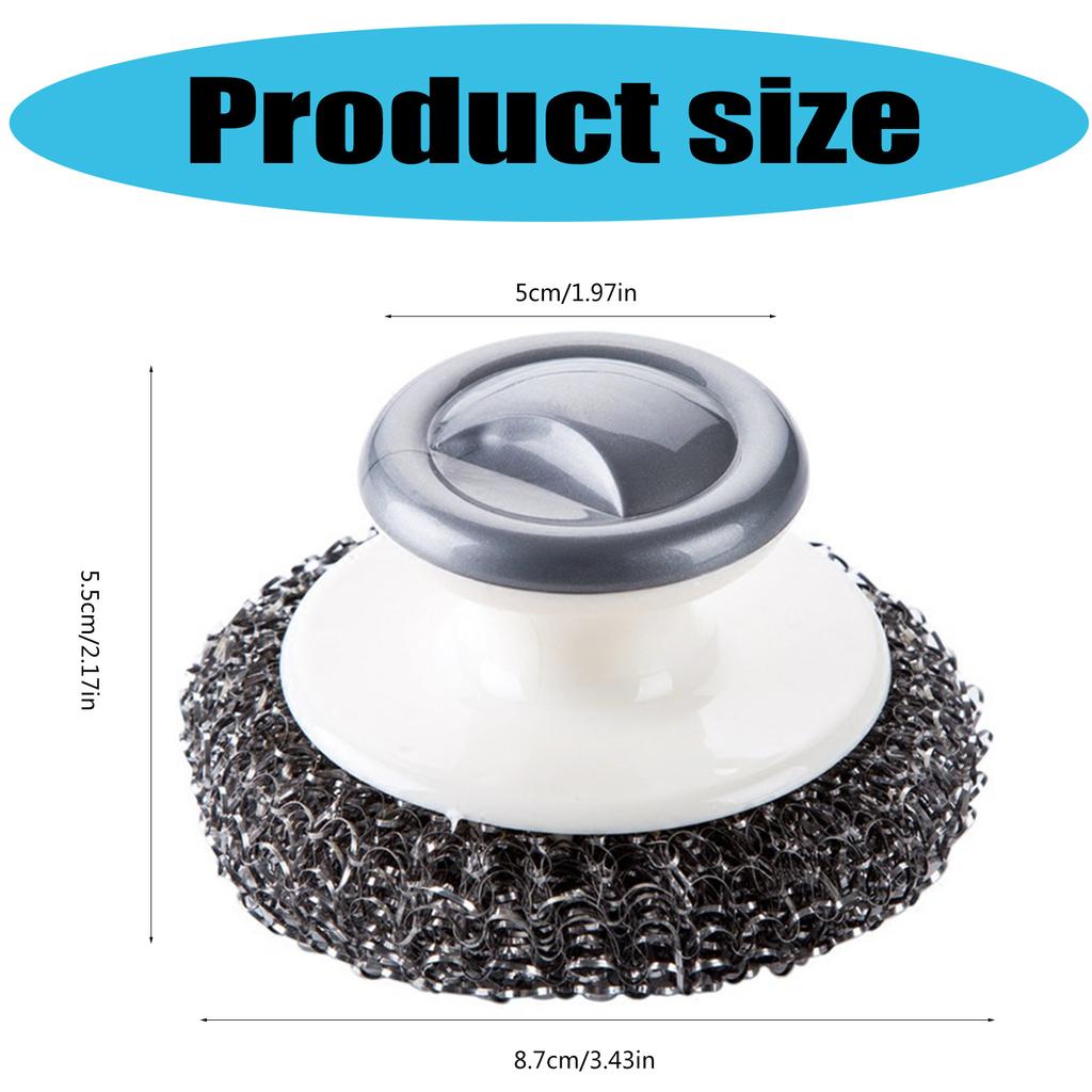 2 Stück Edelstahl Scheuerschwamm zum Reinigen von Geschirr, Küchen, Töpfen, Pfannen und Spülbecken Stahlwolle Scheuerschwamm Bürste mit Griff