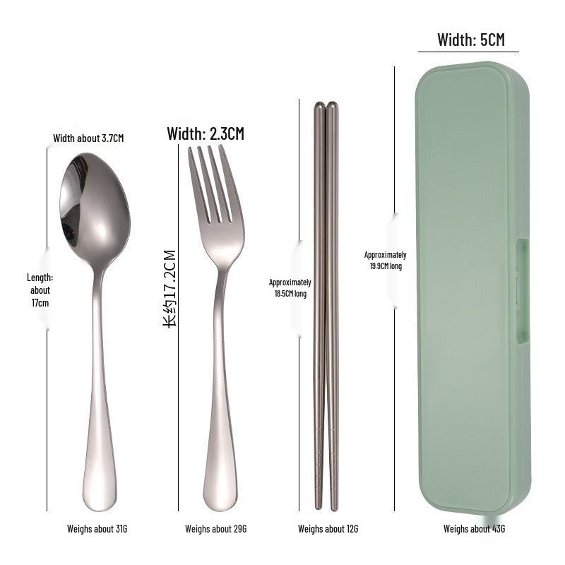 Portable Stainless Steel Cutlery Set: Fork, Spoon & Chopsticks - Ideal for Students & Outdoor Use