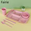 Prato com Compartimentos para Estudantes e Crianças, Tigela de Sopa, Garfo, Colher, Hashis, Conjunto de Copos de Água, Prato para Trabalhador de Escritório, Prato Redutor de Gordura Fairie