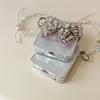 Luxury Glitter Pearl Lanyard Chain Phone Case For Samsung Galaxy Z Flip 6 5 4 3 Flip5 5G Shining Back Card Cover For ZFlip3 Flip