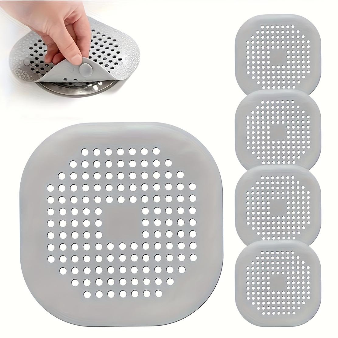 

5PCS Silicone Drain Covers (5.5 ) - Non-Slip Shower/Sink Hair Catcher with Suction Cups, Reusable Anti-Clog Strainer - Gray серый