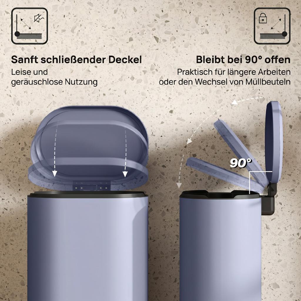 30 L Modern Curved Kitchen Bin - Grey