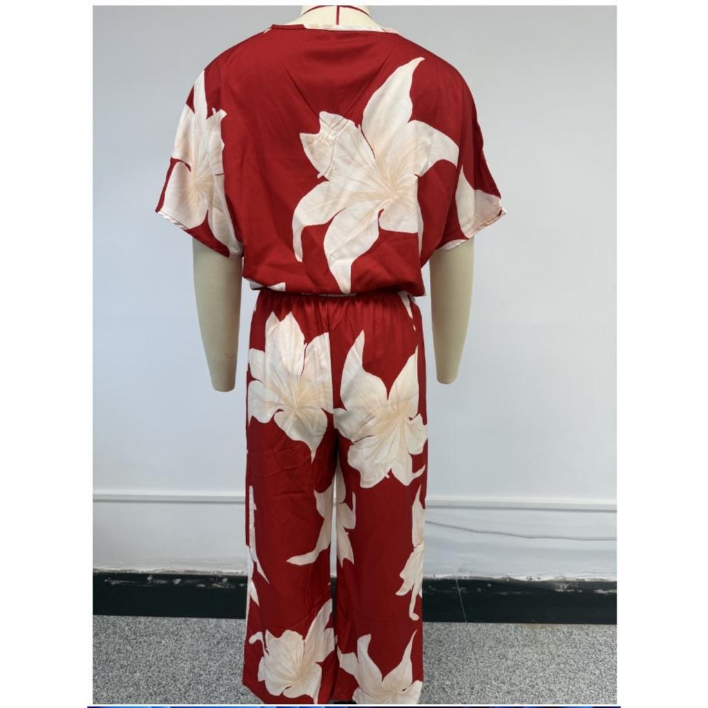 Summer Spring Printed Lightweight Fashion Comfortable Casual Short Sleeve Two Piece Set For Women European American Crossbody Apparel
