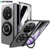 KEYSION 360° Rotating Magnetic Ring Stand Phone Case for MagSafe for OPPO Find N5 Hinge Phone Cover with Glass Screen Protector