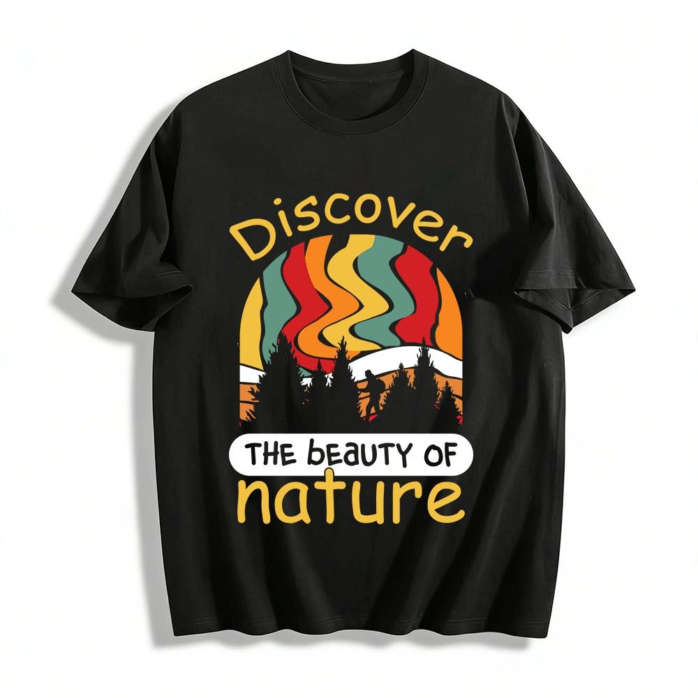 

Discover Nature Graphic Tee Outdoor Adventure Scenic Print Casual Top Pure cotton T-shirt XXS