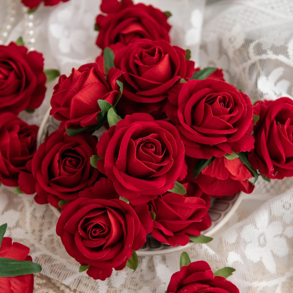 10/30pcs Artificial Flowers Home Room Table Wedding Bride Wrist Silk Roses Head Material Diy Gift Box Festival Decorative Wreath