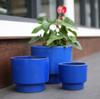 Juego de 3 Macetas de Cerámica Hechas a Mano con Forma de Flor (diámetro 38,1/30,5/22,9 cm), Esmalte Azul, Ideal para Suculentas/Flores, Interior/Exterior