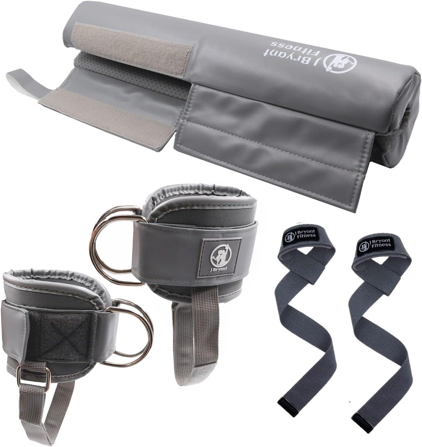 

Тяжелая атлетика, тяга бедер, набор подкладок для штанги с ремнями для лодыжек и подъемными ремнями для тросовых тренажеров, приседания, жим лежа светло-серый