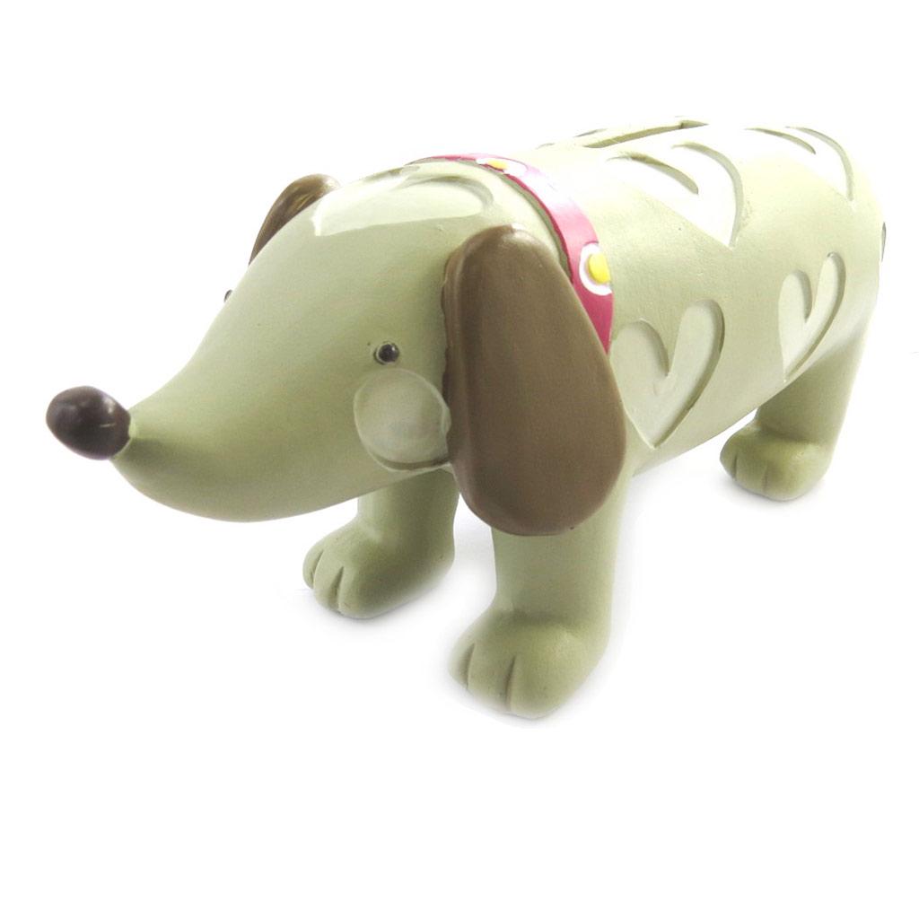 Les Trésors De Lily [M7747] - Tirelire résine 'Chien Tequel' vert - 195x85x70 mm